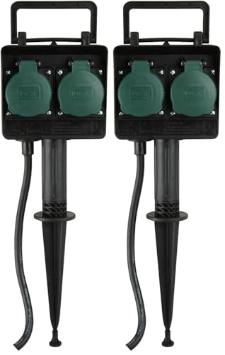 Piquet de jardin double prise étanche uniTEC 44202 lot de 2