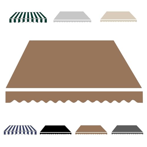 2.0m 2.5m 3.0m 3.6m 4m 5m Ersatzstoff für Terrassenmarkise, UV-Beständiger für Terrassen-Sonnenschirme Balkon Außenbereich Garten, Langlebige Markisen Ersatzstoff(Khaki,B300 x H250cm)