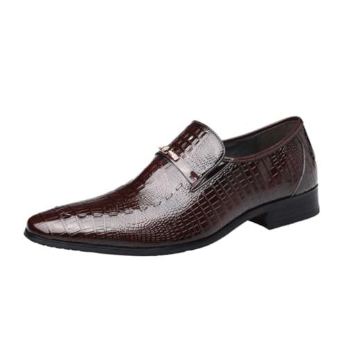 Formal Shoes Dress Oxford for Men Slip On Pointed Toe Men Leather Shoes Patent Leather Business Shoes Pointed Toe Platform Work Men Loafers New Anti-Slip Slip Resistant Block Heel Rubber Sole Low Top