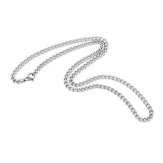 Generic Steampunk Collier Chaîne en Acier Inoxydable pour Homme Femme 20 pouces - d'Argent