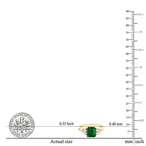 Dazzlingrock Collection 8x6mm Emerald Shape Lab Created Emerald & Round Lab Created White Sapphire Crisscross Shank Engagement Ring for Women in 10K Solid Gold 5