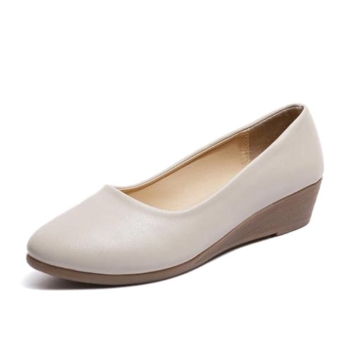 Loafers for Women Stylish Women's Genuine Leather Wedge Heels Casual Slip-On Loafers for Nurses and Everyday Wear