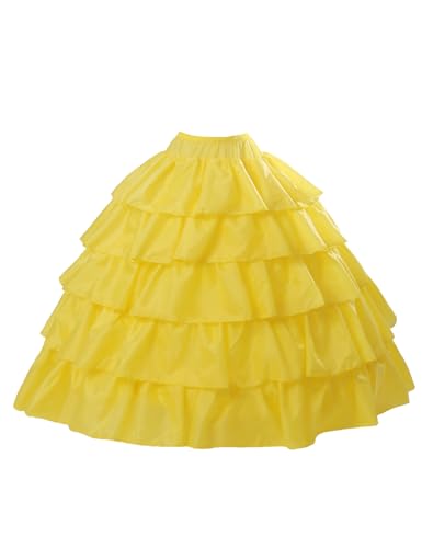 BEAUTELICATE Damen Reifrock Brautkleid Lang A-Linie Petticoat Rockabilly Barock Kleid Unterröcke Krinoline 4 Ringe mit Rüschen fur Hochzeit Karneval...