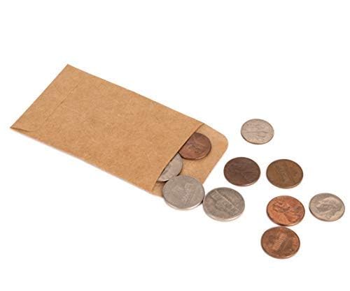 Envelopes de moedas e peças pequenas 5,7 cm x 8,9 cm com aba de gomas para uso doméstico e no escrit