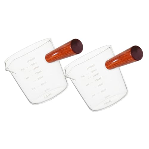 OKUMEYR 2pezzi Tazza Espresso Con Manico Legno Da e Pratica Per Latte e Design Elegante e Trasparente Per La Cucina