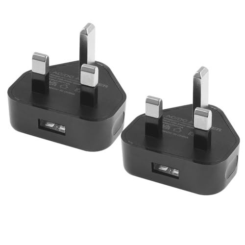 Image of Security-01 2-Pack USB Charger Plug, 5V 1A 5W AC to DC Power Supply Adapter, Compatible with IP camera, Tablets, MP3 players, E-Readers, Smartphones, Power tools and more, Black