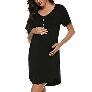 Uniexcosm Women’s Maternity Nightdress Button Breastfeeding Nightwear Soft Nursing Nightgown for Pregnancy Short Sleeve…