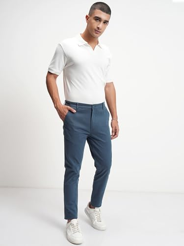 Image of Highlander Men's Slim Fit Formal Trousers | Ankle Length |Smart Trousers for Men | Chino Trousers for Men|Elegant Design | Comfortable Fabric for Daily Work & Formal Occasions