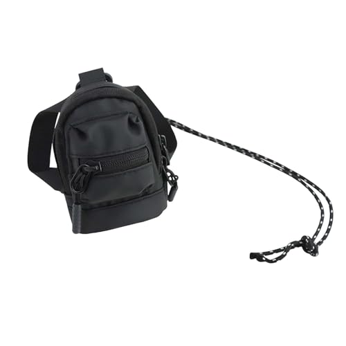Hanging Neck Pouch Headphone Storage Bag Detachable, Crossbody Bag Earbud Case Card Holder for Camping Travel Hunting Sports, Black
