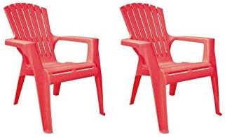 Silla Adirondack de plástico rojo para niños, silla perfecta para patio, color rojo