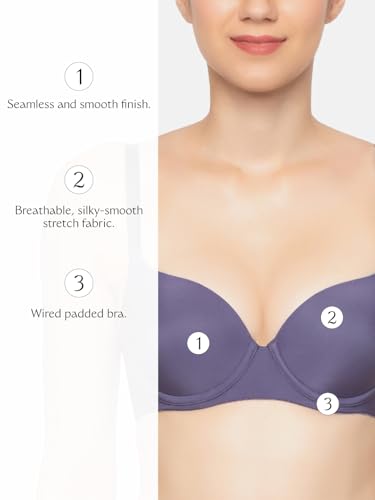 Image of Triumph T-Shirt Bra For Women Wired Padded Body Make-Up Series Seamless Everyday Lingerie Lycra Xtra Fine Breathable Fabric Second-Skin Smooth 3 /4 Cup Support Invisible Underwire Pack Of 1
