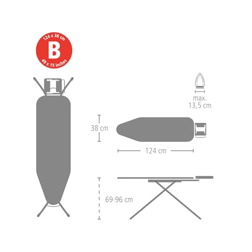 Brabantia Comfort Ironing Board with Left/Right Adjustable Steam Iron Rest | Medium (Size B) | Fairtrade Titan Oval Cover | Adjustable Height (27-38"), Easy Fold, Anti-Collapse Lock, Non-Slip Feet by Brabantia - Image 7