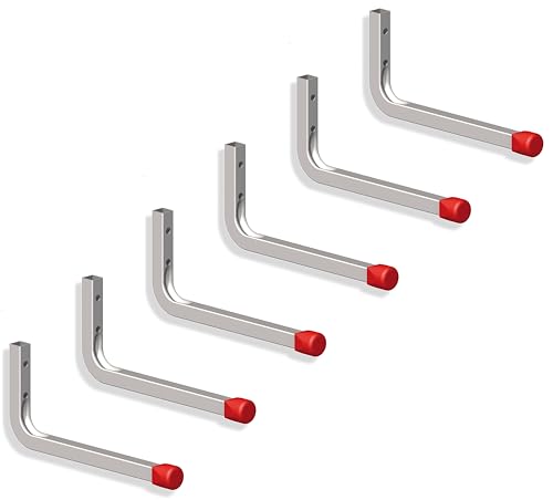 Gedotec Wandhalterung Wandhaken zum Schrauben Stahl verzinkt | LINE | 6 Stk Gerätehaken Länge: 175 x 80 mm inkl. Befestigungsmaterial | Allzweckhaken aus Metall | Wandhalterung Garage | Gerätehaken