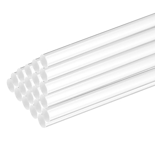 MECCANIXITY 20 Pcs Acrylic Round Rods 9/32" x 10" Clear Acrylic Dowel Rods Sticks Plastic Sticks Strip for Model Making DIY Crafts Lighting Gardening Decorations - 7mm x 250mm