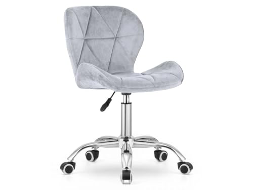 Image of Amazon Brand - Umi Height-Adjustable Velvet Office Study Computer Desk Chair for Salon, Spa, Bar in Light Blue Color
