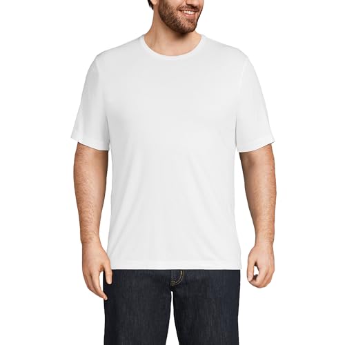 Lands' End Mens Short Sleeve Supima Tee White Regular Large