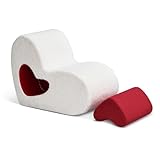 26' Adorable Compressed Mini Sofa, Heart-shape Comfy Chair, Stylish Cuddly Couch with Novel Backrest & High-elasticity Sponge & Movable Cushion & Removable Cover for Living Room Bedroom Dorm, Cream