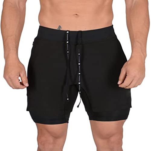 Short running homme 2 en 1 avec collant sport intégré pour gym
