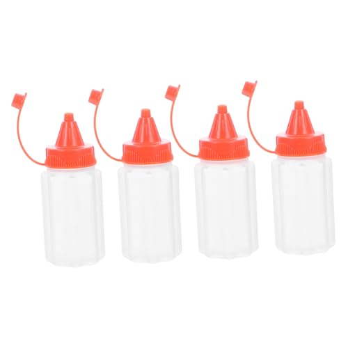 GLEAVI Botellas Exprimibles Para Salsa Mini 4 Unidades Transparentes Plástico Dispensador Tapa Para Condimentos Uso Cocina y Barbacoas GLEAVI Botellas Exprimibles Para Salsa Mini 4 Unidades Transparentes Plástico Dispensador Tapa Para Condimentos Uso Cocina y Barbacoas