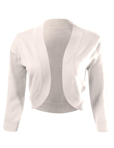 Image of Allsense Women's 3 /4 Sleeve Bolero Shrug for Dresses | Open Front Cropped Cardigan, Lightweight Knit Dress Cover Up