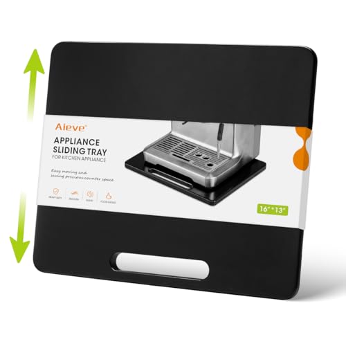 Aieve Appliance Slider for Kitchen Appliances, Wooden Rolling Tray for Coffee Maker, Countertop Appliance Rollers Sliding Tray with Wheels for Heavy Kitchen Appliances