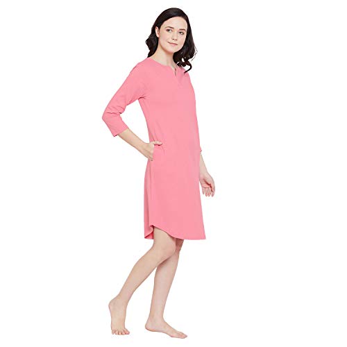 Buy HYPERNATION Pink Cotton Knitted Women's Night Dress(HYPW02964, S