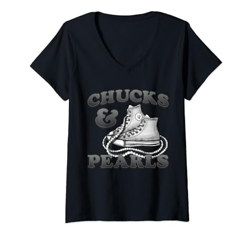 Mujer Chucks And Pearls Democrat Gift US President Kamala Harris Camiseta Cuello V