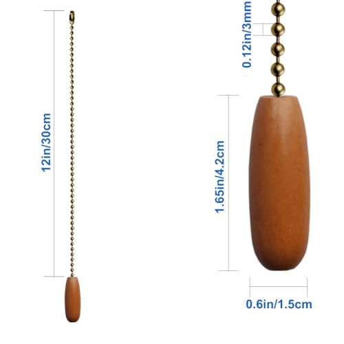 Aeknewo 4 Pack Ceiling Fan Pull Chains 12-inch Beaded Ball Chains Wooden Decorative Pendant Extension Chains for Ceiling Light Lamp Fan Chain(Bronze)