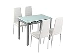 4 sillas con estructura metálica y asiento y respaldo fabricado con espuma de alta densidad rematada en polipiel. Medidas de las sillas: 42x49x95 cm.