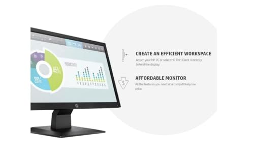 Image of HP Monitor P204V 19.5 inch /49.5 cm LCD HD+ (1600 x 900 Pixels @ 60 Hz) 1 HDMI 1.4 (with HDCP Support); 1 VGA, Black 