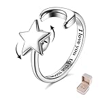ring mit drehbarem stein 【FIDGET RINGE FÜR ANGST】Der drehbare Ring nimmt das Stern-Mond-Design an, Stern und Mond sind ein Symbol für Liebe, Glück und Wache.Fidget-Ring mit der Gravur 