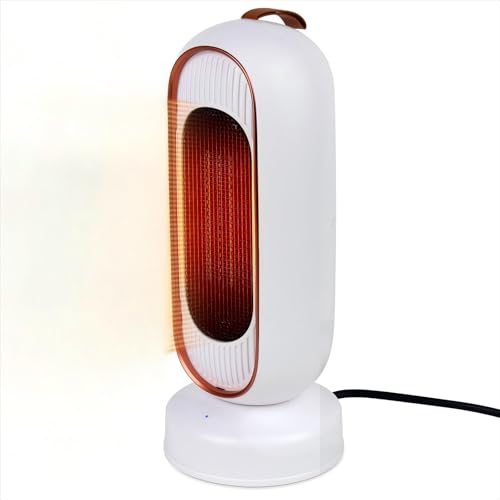 Dhqkqg Calefactor Bajo Consumo, 1300W Portatil Calefactor Electrico,Silencioso Calentador Ceramico, CAlefactor Baño, Protección Contra Sobrecalentamiento e Inclinación, para Casa Oficina Interior