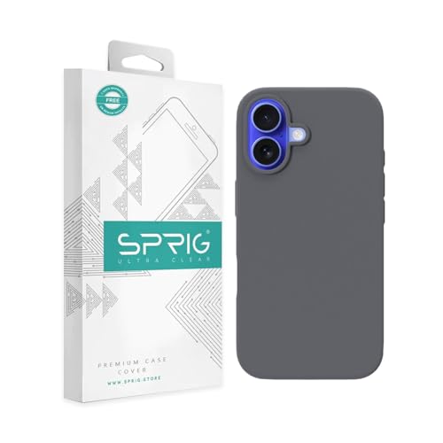 Image of SPRIG Compatible with iPhone 16 Premium SilkMag (Liquid Silicone Magnetic) Back Cover Drop Tested Shock Proof Mobile Case for Men, Women, Boys and Girls with Camera Protection (Dark Grey)