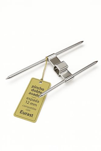 CubetasGastronorm ® Pincho Doble Asador De Pollos Universal Compatible Eurast Repuesto Profesional De Parrilla Espada 12 Mm Para Asadores Giratorios Grills Cocina Carnicería Hostelería Barbacoa