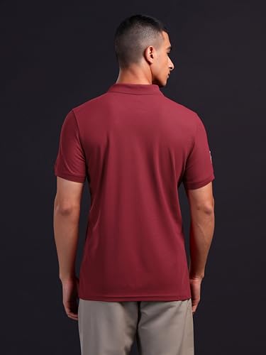 Image of TECHNOSPORT Men's Solid Polo T-Shirt MATPIQ Quick Dry Slim Fit Sports Tee for Gym Casual Smart Wear UPF50+ Anti Odour