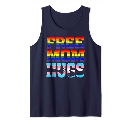 Free Mom Hugs LGBTQ Gay Pride Libertad Bandera Colores Queer Camiseta sin Mangas