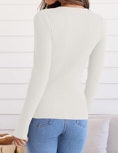 ZESICA Women's Long Sleeve Crewneck Shirts 2025 Fall Ribbed Knit Sweater Slim Fitted Casual Basic Tee Tops3
