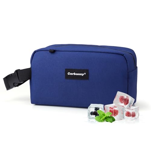 Cerbonny Small Cooler Bag Freezable Lunch Bag for Work School Travel,Small Lunch Bag,Small Insulated Bag For Adults/Kids,Freezer Lunch Bags,Mini Lunch Bag Fit For Yogurt（Navy Blue-1）