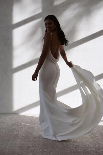 zcbang Mermaid Wedding Dresses for Bride 2025 Beach Satin Sleeveless Bridal Gown with Train4