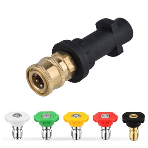 HuYiGGZ Pressure Washer Adapter & Nozzles Connector Fitting Compatible with Karcher/Kärcher K Series K2, K3, K4, K5, K6, K7 High Pressure Washer (Pressure Washer Nozzles&Adapter)
