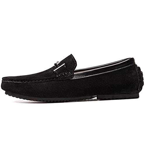 Mens Suede Leather Buckle Fashion Penny Loafers Shoes Dress Moccasins2