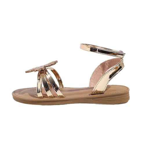 Girl's Sandals Flowers Adorable Sparkle Dress Shoes Summer Party Wedding Flats Toddler Size 8