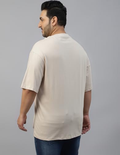 Image of Veirdo 100% Pure Cotton Oversized Fit Drop Shoulder Aesthetic Front Chest Typo Graphic Printed T-Shirt for Men (Sizes : 2XL to 5XL)