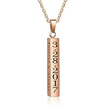Love Jewelry Personalized Couple Stainless Steel Necklace Engraved Initial Names Vertical Bar Necklace Birthday Gift Rose Gold