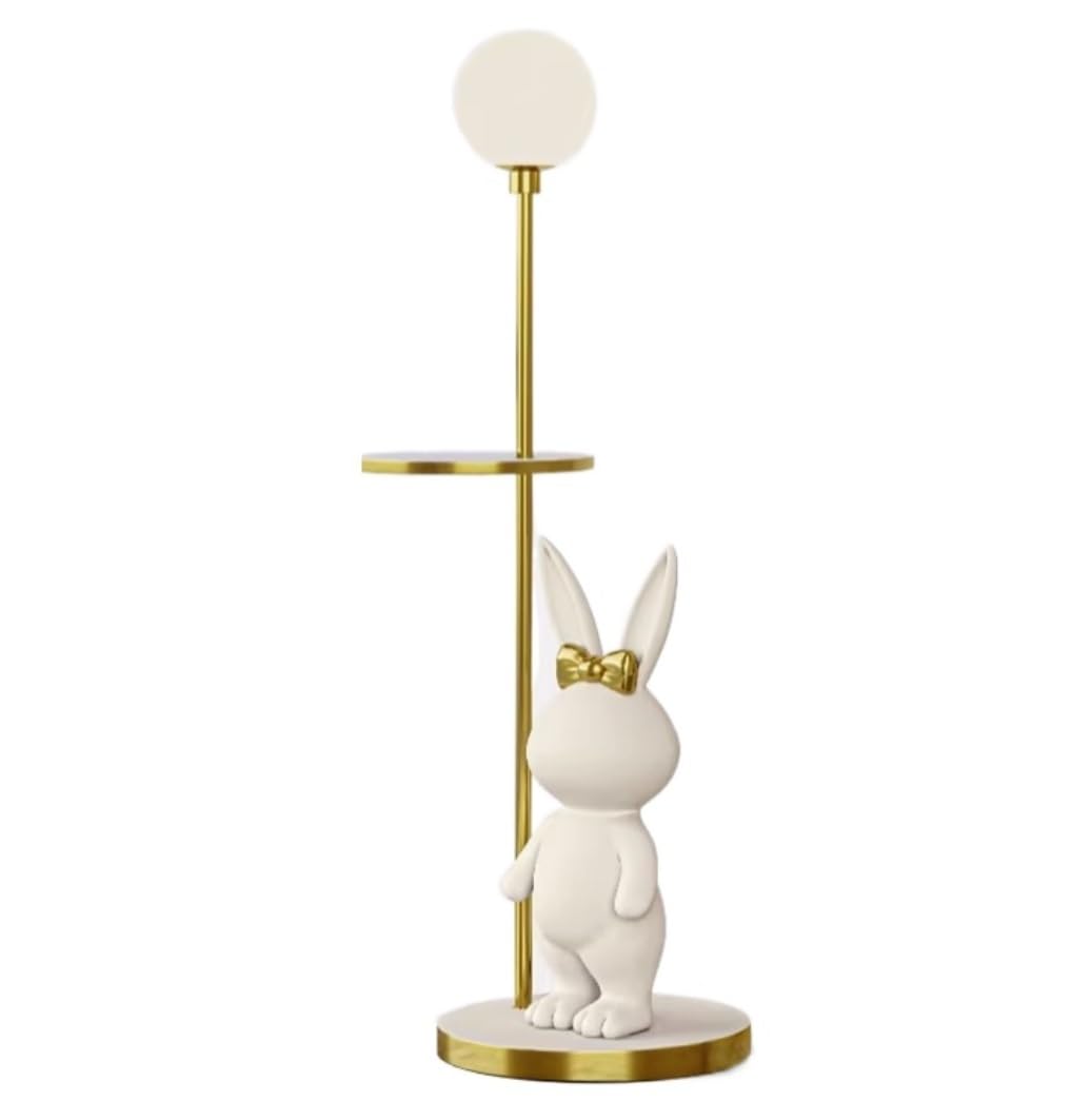 Lampa Stojąca Salon Królik Lampa Podłogowa Nowoczesna Lampa Żarowa Stojak Lampa Salon Sypialnia Pionowa Trójkolorowa Lampa Ściemniająca Lampa Podłogowa Sypialnia(White)