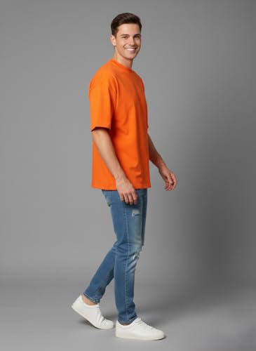 Image of Besick Oversized Plain Cotton Drop Shoulder Baggy fit Tshirt for Men