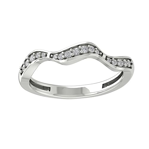 10K Gold or Sterling Silver Lab Grown Diamond Band Ring (1/6 cttw, D-F Color, VS Clarity)