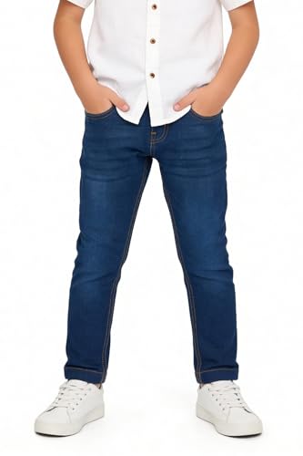 Image of Pantaloons Junior Kids Cotton Stretch Blend Jeans | Slim Fit | Mid Rise Waist | Full Length