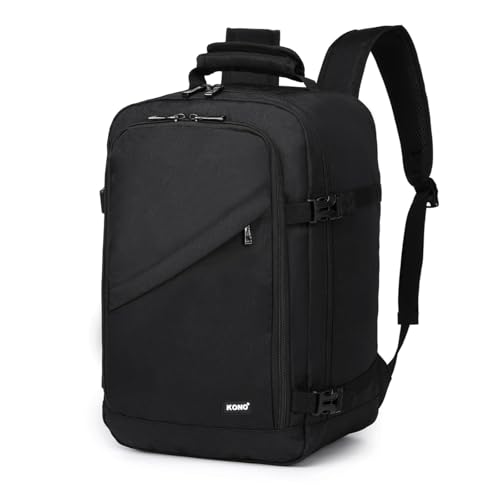 Kono Kabinentasche 40 x 20 x 25 cm für Ryanair Untersitz Reise Handgepäckrucksack Kabinengröße 20L, Schwarz , S, Minimalistisch