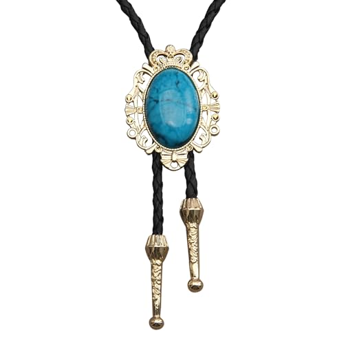 Image of GelConnie Native American Bolo Tie Rodeo Cowboy Leather Necktie Western Necklace Costume Accessories for Men,Women